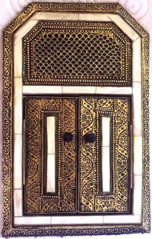 Handmade Moroccan Imported Metal and white window mirror - 38 x 24 cm