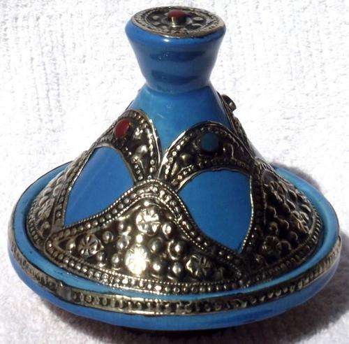 End of range! Handmade Imported Moroccan Light blue decorative medium tagine - 16 x 16 cm