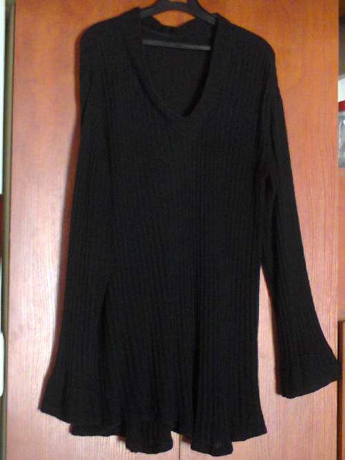 LONG BLACK KNIT TOP COTTON  - XXXL