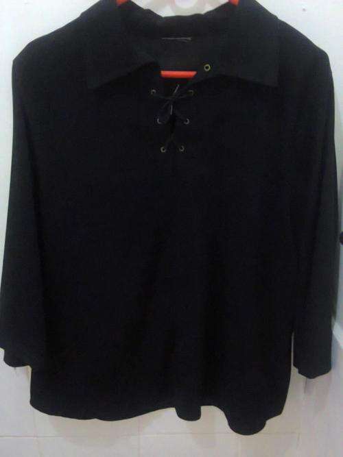 BLACK SUEDE-LOOK TOP - SIZE XL