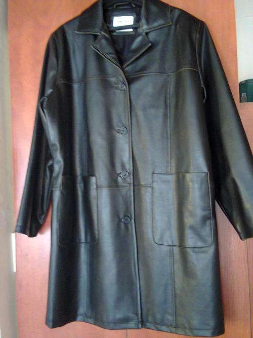 BLACK JACKET WITH LINING (mock leather) - DONNA CLAIRE - SIZE XL