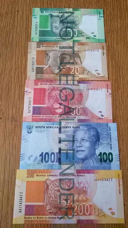 SET OF AA (ABCDE) NEW MANDELA BANK NOTES UNCIRCULATED FIRST EDITION