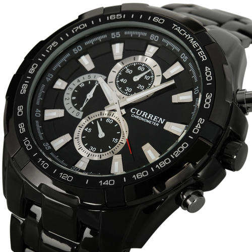 Mens Wrist Watch, Fashion Black Stainless Steel Luxury Sport Analog Quartz Clock