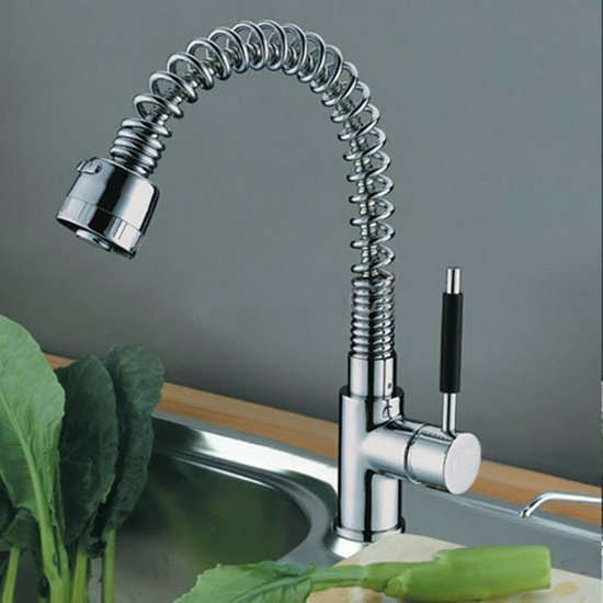 nickel brushed kitchen pull out spray basin sink faucet taps mixer