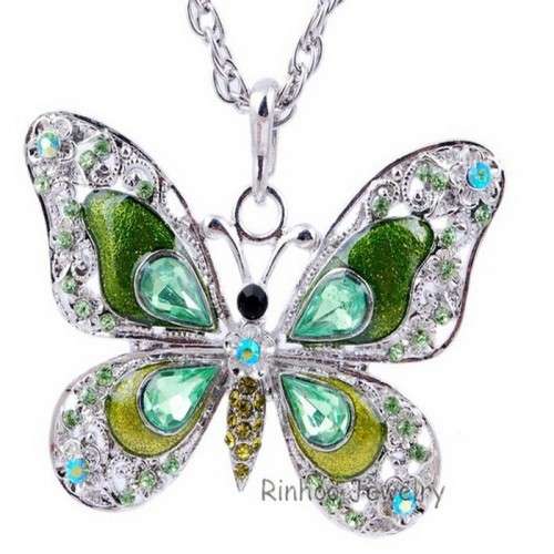 ***POPULAR*** HIP CRYSTAL BUTTERFLY NECKLACE WITH LONG CHAIN