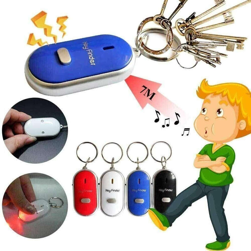 LED Smart Key Finder Mini Portable Keychain Anti-Lost Whistle Sensor Keychain Tracker
