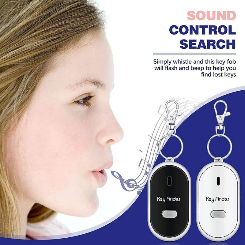 LED Smart Key Finder Mini Portable Keychain Anti-Lost Whistle Sensor Keychain Tracker