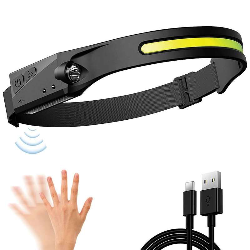 USB rechargeable induction headlight work light strip headband light suitable for helmets