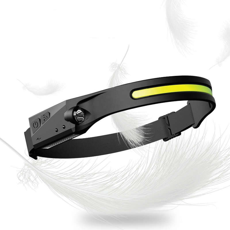 USB rechargeable induction headlight work light strip headband light suitable for helmets