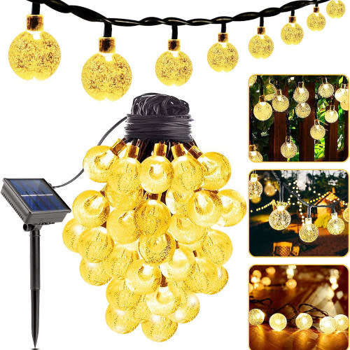 Solar String Lights Outdoor Spherical Bulbs Waterproof Garden Lights Holiday Decoration