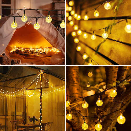 Solar String Lights Outdoor Spherical Bulbs Waterproof Garden Lights Holiday Decoration