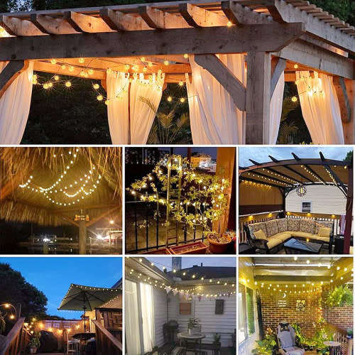 Solar String Lights Outdoor Spherical Bulbs Waterproof Garden Lights Holiday Decoration