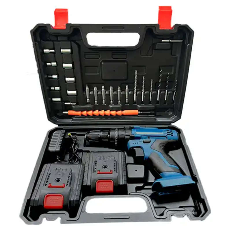 25V Cordless Drill Tool Set with Soft Handle Power Tools Cordless Drill Impact Drill with Tool Box