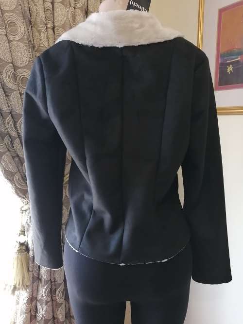 Black sherpa lined biker jacket