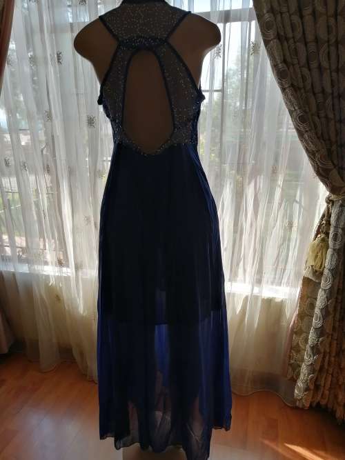 Blue Evening Dress With Sequence