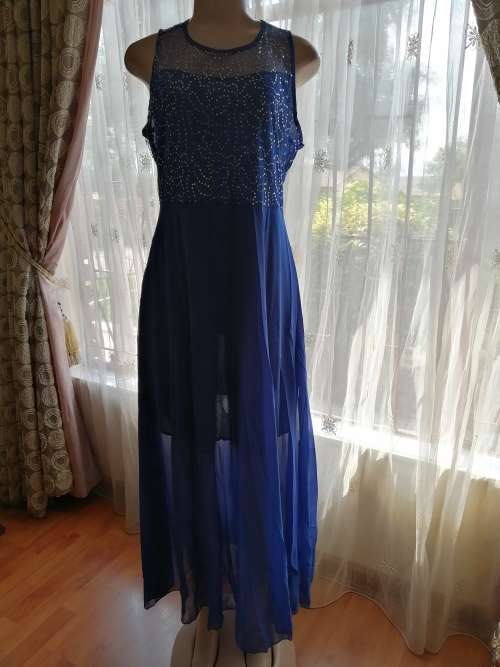 Blue Evening Dress With Sequence