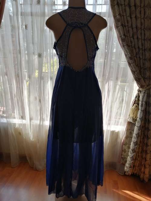Blue Evening Dress With Sequence