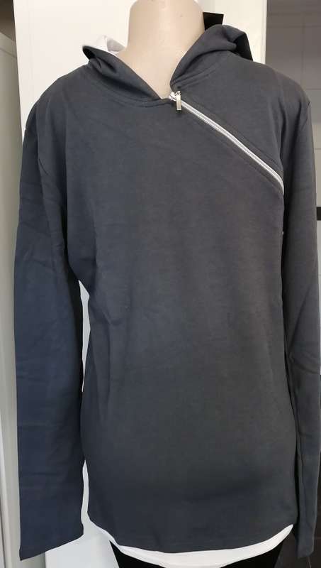 Grey Cross Chest Zip Hoody