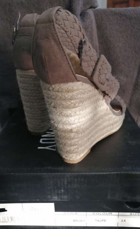 Braided Strap Espadrille Taupe Wedges
