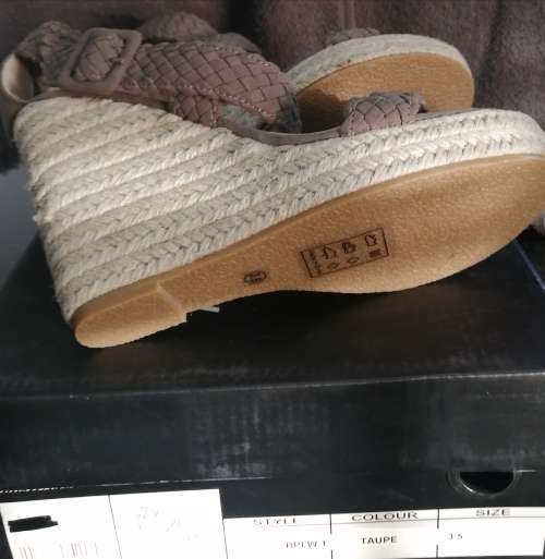 Braided Strap Espadrille Taupe Wedges
