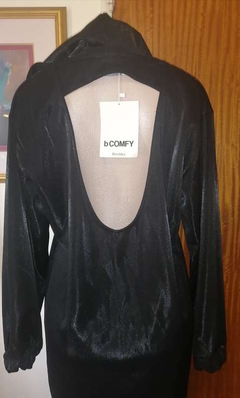 Black Hooded Metallic Dress