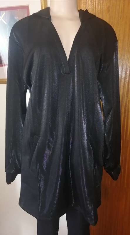 Black Hooded Metallic Dress