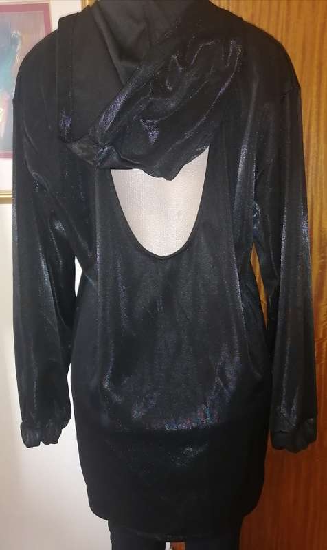Black Hooded Metallic Dress