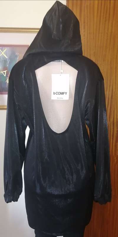 Black Hooded Metallic Dress