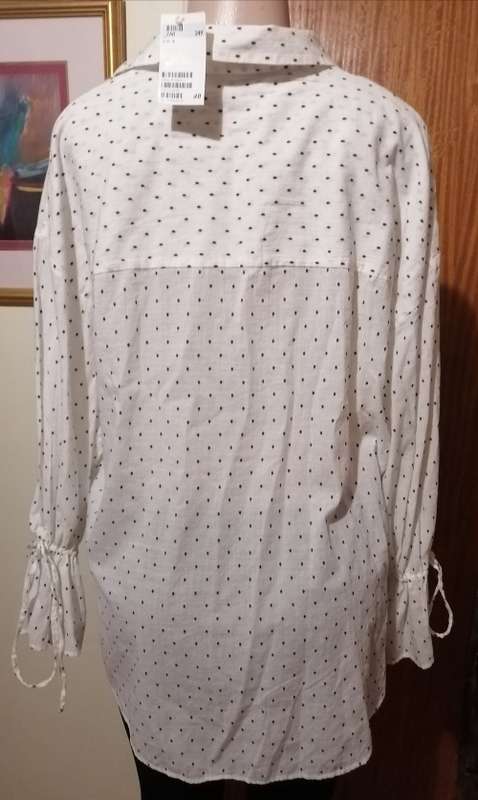 Black Polka Dot White Top