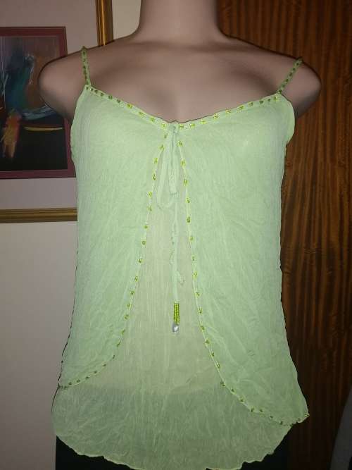 Pale Green Top With Bead Detail