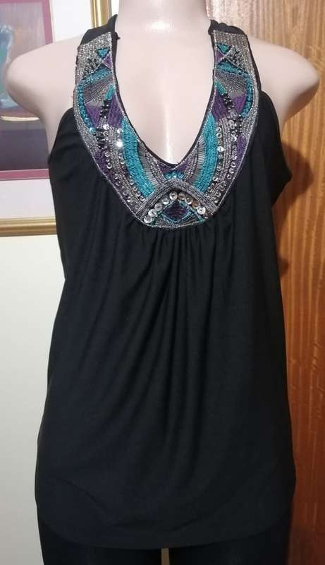 Black Top With Sequins Detail