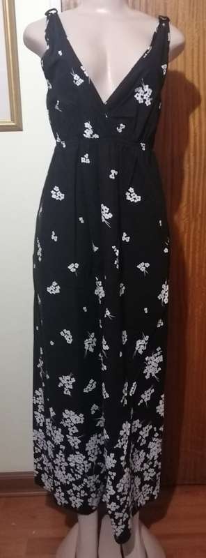 Black Sun Dress With White Flowers