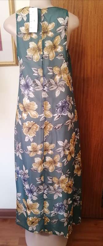 Green Floral Chiffon Maxi Dress