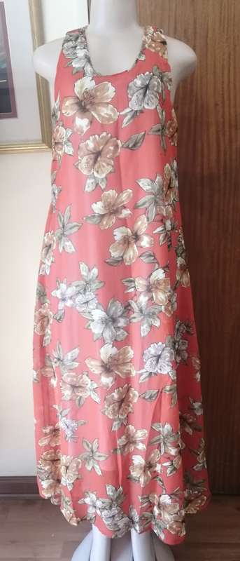 Orange Floral Chiffon Dress