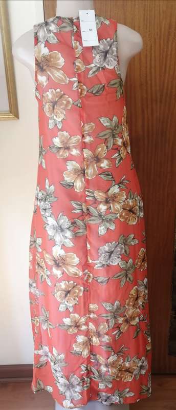 Orange Floral Chiffon Dress