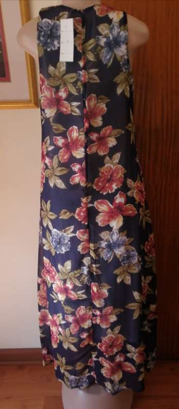 Navy Floral Chiffon Maxi Dress