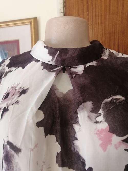 Ladies Grey Floral Chiffon Top