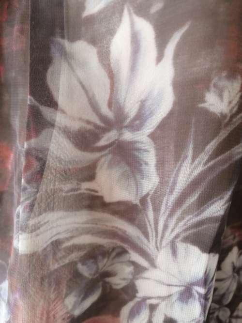 Chiffon Red and Grey Floral Top