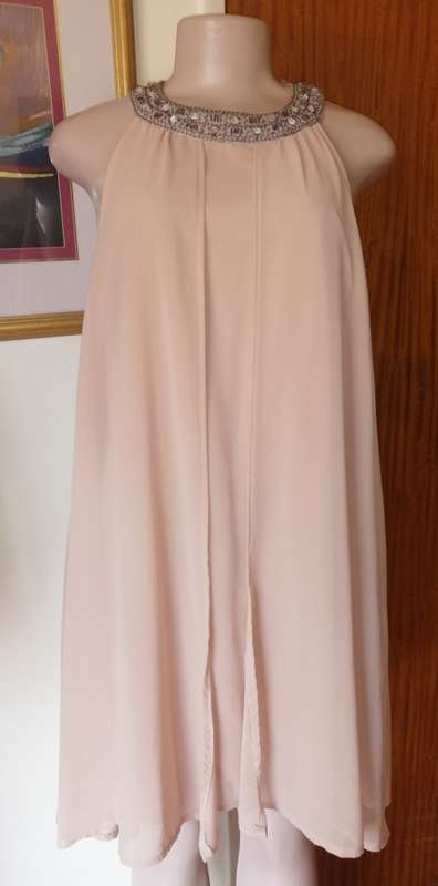 Peach Dress With Pretty Round Collar