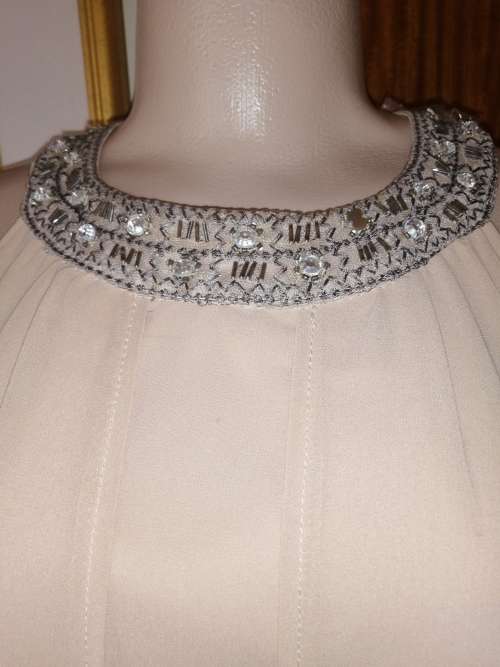 Peach Dress With Pretty Round Collar