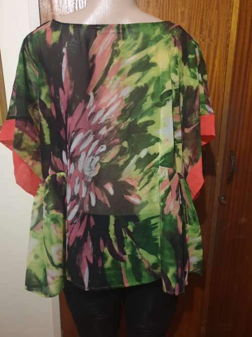 Red and Green Batwing Top