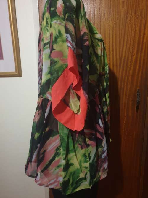 Red and Green Batwing Top