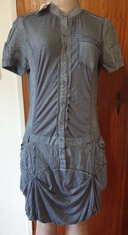 Grey Distressed Style Casual Dress