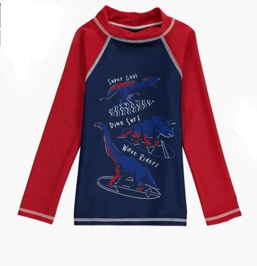 Navy and Red Dino Print UV Rash Vest