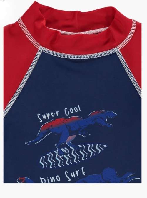 Navy and Red Dino Print UV Rash Vest