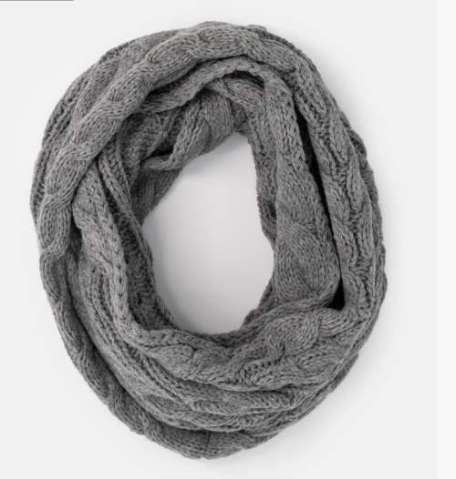 Grey Chunky Cable Knit Snood