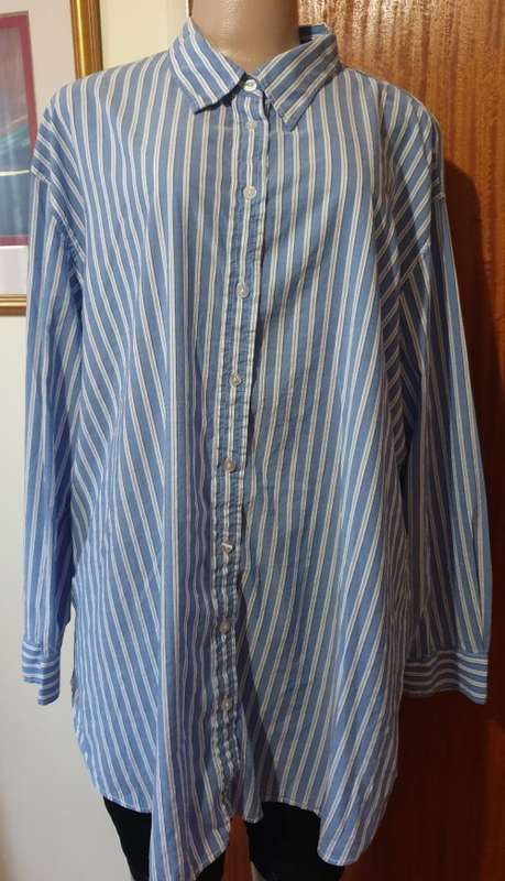 Blue Print Oversized Cotton Modal Blend Shirt