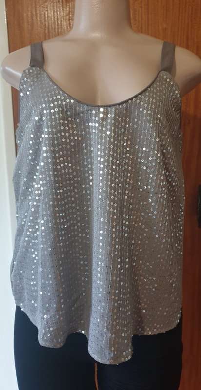 Taupe Sequin V-neck Camisole