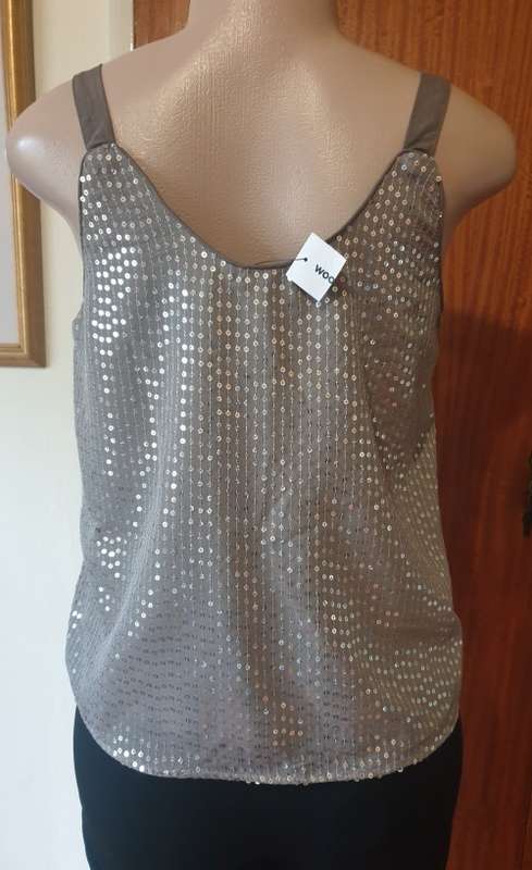Taupe Sequin V-neck Camisole