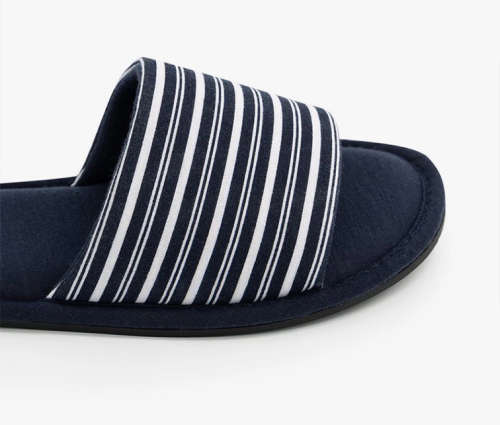 Navy Striped Band Slippers